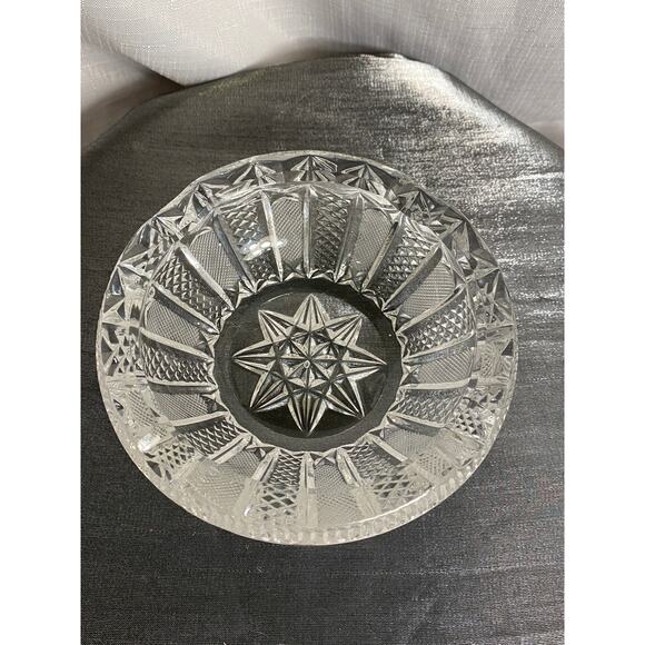 VTG Czech Bohemian (?) Cut Glass Crystal Ashtray 5.25 in Art Deco Star base EUC - Picture 5 of 16